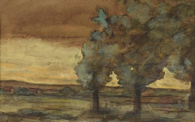François VERNAY (1821-1896). Paysage au ciel...