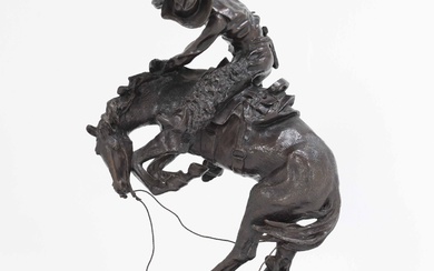 Frederic S. Remington: 'Rattlesnake'. Figure of patinated bronze.