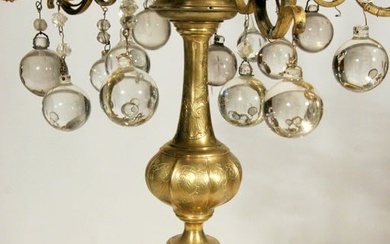 French 19th Century Crystal and Glass Girandole Table Lamp