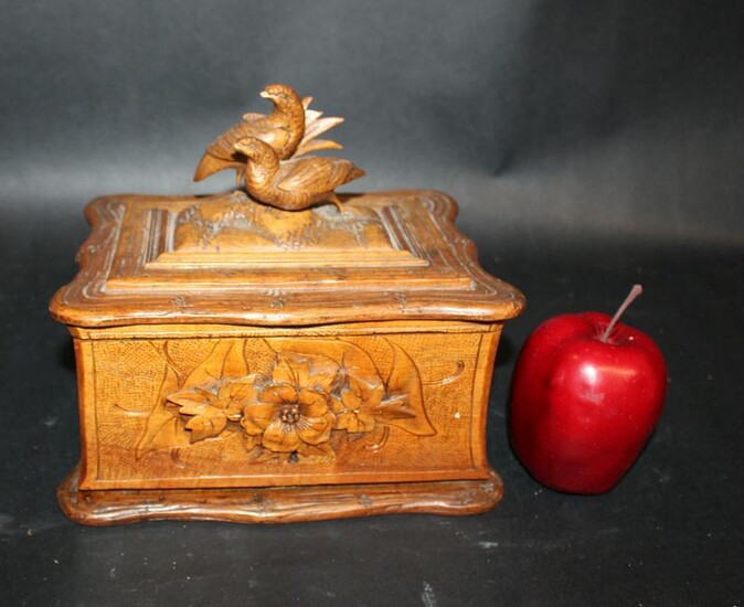 French Black Forest carved cigar box