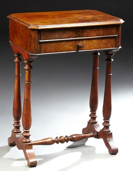 French Carved Walnut Travailleuse (Work Table), 19th