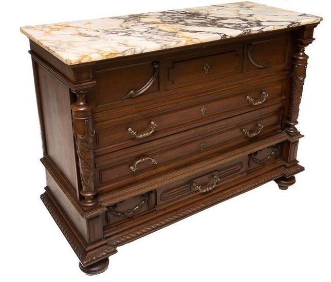 French Empire-Style Marble Top Commode