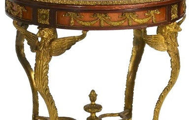 French Ormolu-Mounted Painted Wood and Sevres Porcelain Guéridon Center Tables