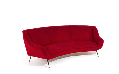 GIGI RADICE. Sofa in red wool and metal. 1950s