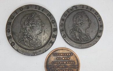 George III Cartwheel Tuppence & Penny 1797 V/F together with...