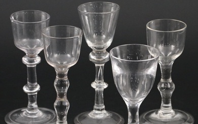 Georgian Folded Foot Wine Other Glasses, Mid-18th to Early 19th Century