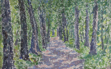 Gheorghe Leizer (Romanian, 1887-1975) - Pathway in the Forest, Oil on Canvas.