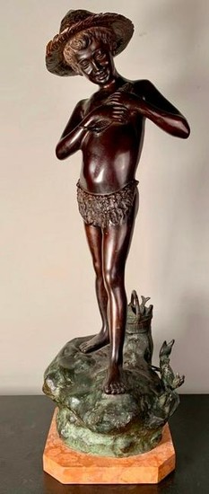 Giovanni Varlese Bronze Sculpture Fisher Boy