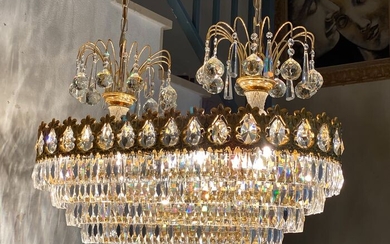 Gran Lámpara Araña de Diseño Ovalada - Cristales Swaroviskiy Bohemia - Estilo Luis XV - Lámpara de - Ceiling lamp (1) - Araña - Barco