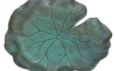Green Patinated Bronze Shallow Bowl, 20th c., H.- 1 in., W.- 17 in., D.- 18 in.