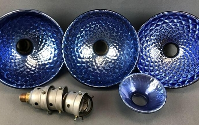 Group of 4 : Vintage Blue Ampliflector Mercury Glass