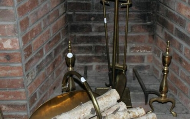 Group of Brass Fireplace Items