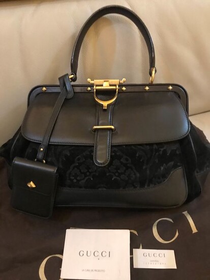 Gucci - Nubuck Leather Black Lady Stirrup Handbag