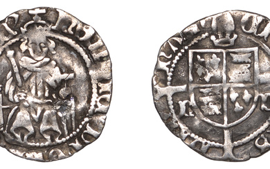 Henry VII (1485-1509), Penny, Sovereign type, Durham, Bp Fox, throne with single...