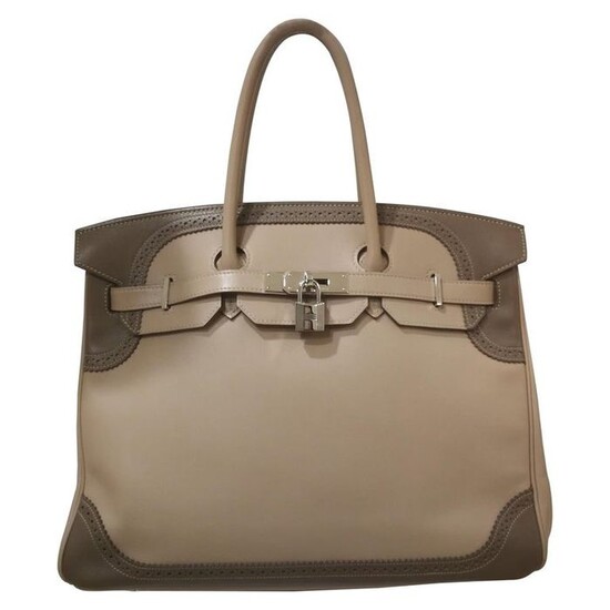Hermès - Argile Etoupe Birkin Ghillies 35 Handbag