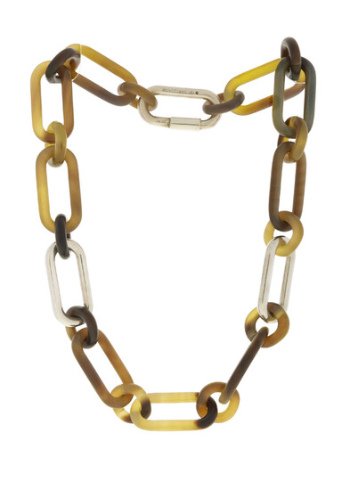 Hermès, collier alternant des maillons en corne et en argent, signé, long. 52 cm