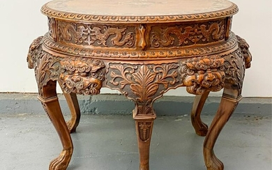 INLAID & CARVED ROUND CENTER TABLE