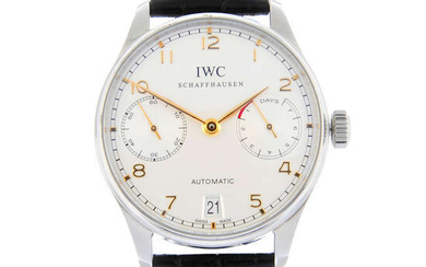 IWC - a stainless steel Portugieser wrist watch, 42mm.