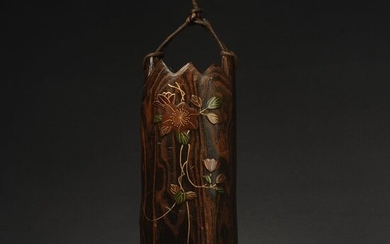 Ikebana vase - Bamboo, Copper, Lacquer, Wood - Japan - Shōwa period (1926-1989)