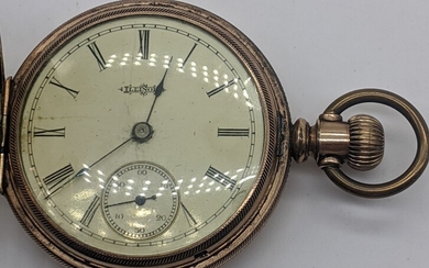 Illinois Watch Company gold front and back pocket watch,...
