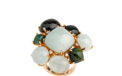 Important flower ring in 18K (750/°°) yellow gold,...