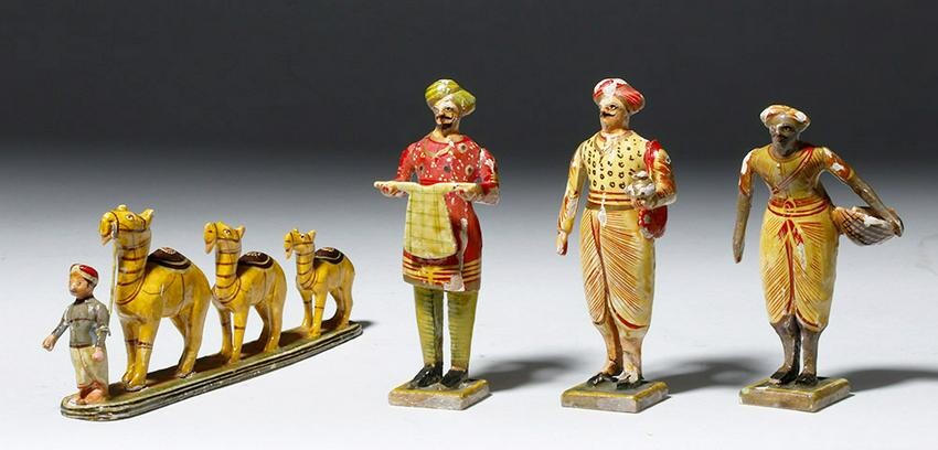 Indian Driver with Three Camels + 3 Indian Figures