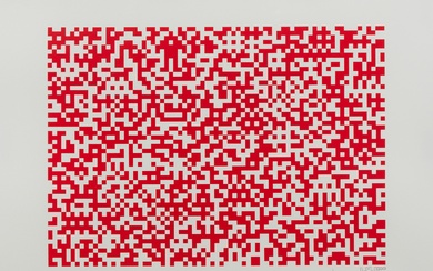 Invader (1969) Binary Code (Red) (2007), sérigraphie, signée et numérotée 06/50, 50x70 cm