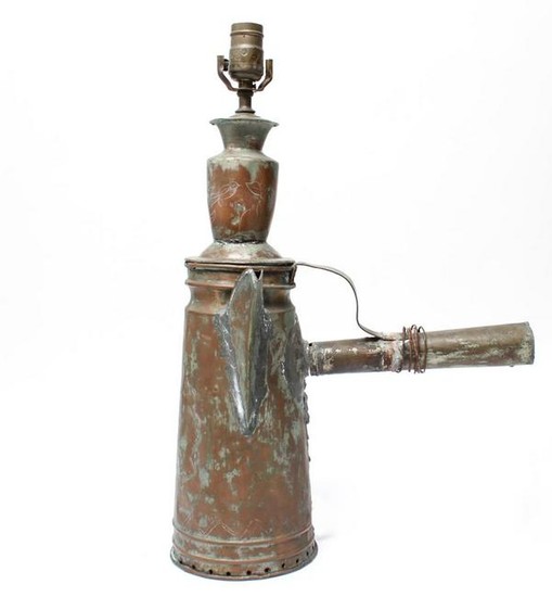 Islamic Middle Eastern Copper Samovar Pot Lamp