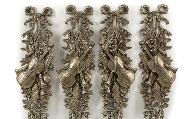 Italian Carved and Silvered Musical Trophees