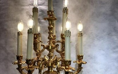 Italian handpainted porcelain candelabra wiith dore