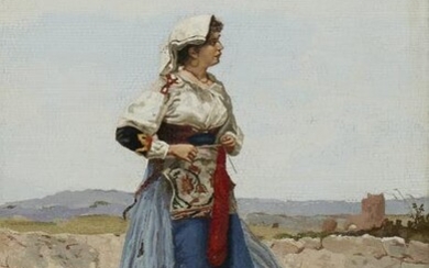 Italian micromosaic of a peasant woman, Tarantoni