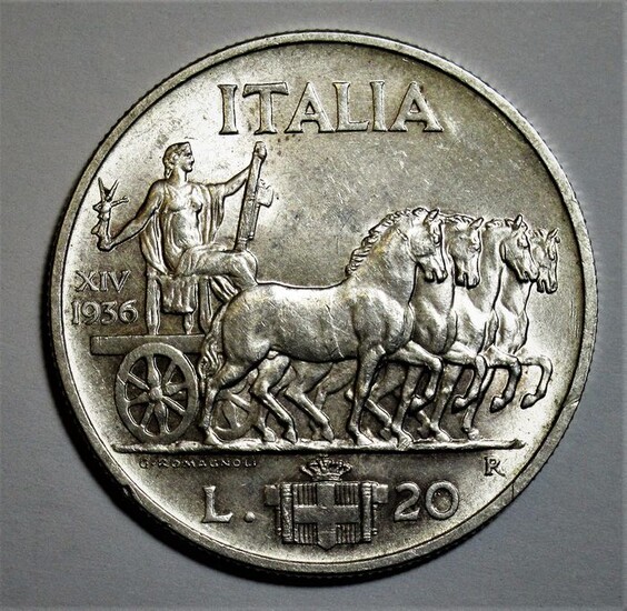 Italy, Kingdom of Italy. Vittorio Emanuele III di Savoia (1900-1946). 20 Lire 1936 "Impero" I Tipo