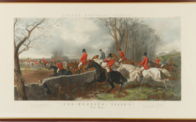 J HARRIS. Print after engraving, “Fox - Hunting”, 77 x 132 cm, later part of the 20th century.