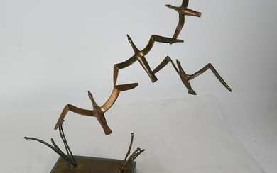 J. NICKFORE: Brass Sculpture of Birds
