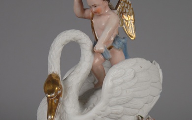 JACOB PETIT. Sculpture ''SWAN WITH PUTTO''