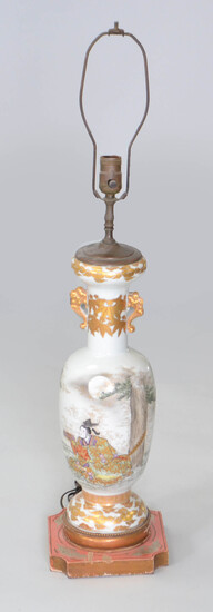 JAPANESE PARCEL-GILT WHITE PORCELAIN LAMP