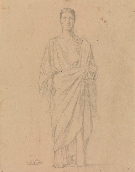 JEAN-HIPPOLYTE FLANDRIN (Lyon 1809-1864 Rome) Group of 5 pencil drawings. Figure Studies for...