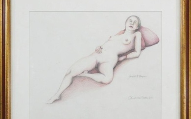 JUDITH H HARPER, Color Pencil Drawing, Reclining Nude