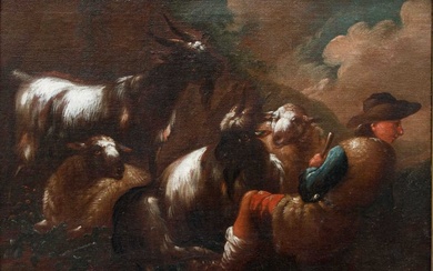 Jacob Roos detto “Rosa da Napoli” (1682–1730) - Scena agreste con capre e pecore