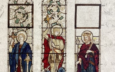 James Powell and Sons - Stained Glass design for All Saints Church, Speke, England: St. George St Alban & St. Edmund.