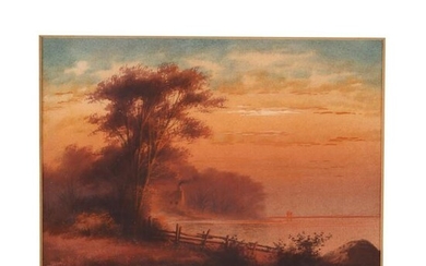 John Z. Wood (NY, 20th Century), Sunset on the Lake