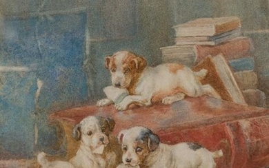 KATE SOWERBY (act 1883-1900) JACK RUSSELL PUPPIES
