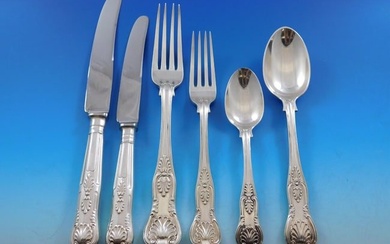 Kings / Queens English Sterling Silver Flatware Set Service 82 Pieces Dinner