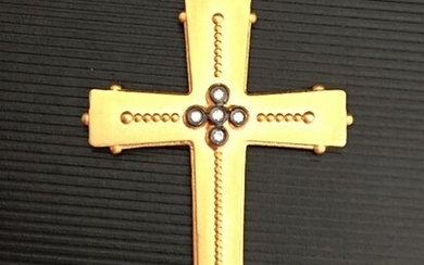 Kurtulan Designe - 24 kt. Gold, Silver - Pendant, Cross, Byzantine Cross, Historical Cross, Knight's Cross - 0.06 ct Diamond