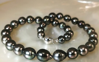 #LOW RESERVE PRICE# - 18 kt. Tahiti pearls, White gold, Size 9 to 11 mm - 44cm lenght - Necklace