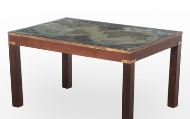 Labarge Campaign Style World Map Coffee Table, Late 20th Century