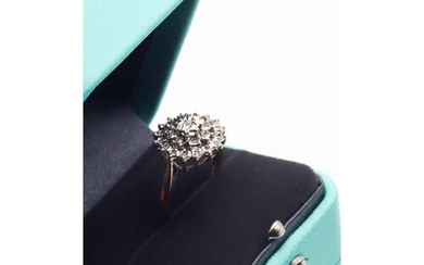 Ladies Diamond Cluster Ring Mounted on 9 Carat Gold Band Hal...