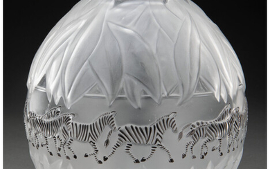 Lalique Clear and Frosted Glass Tanzania Vase (post-1945)
