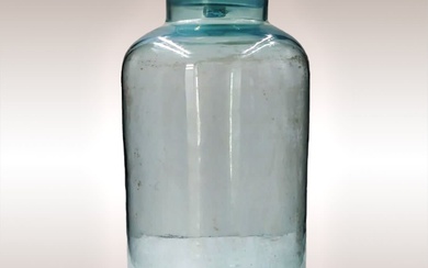 Large Antique Hand Blown Green Glass Apothecary Lidded Jar