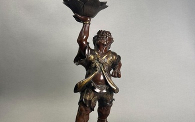 Large Japanese Mixed Metal Bronze Warrior, Meiji Period